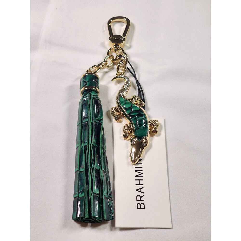 NWT Brahmin Emerald Melbourne Croc Charm Genuine Leather Tassel